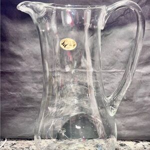 Clear Glass Beverage Pitcher with Curved Handle